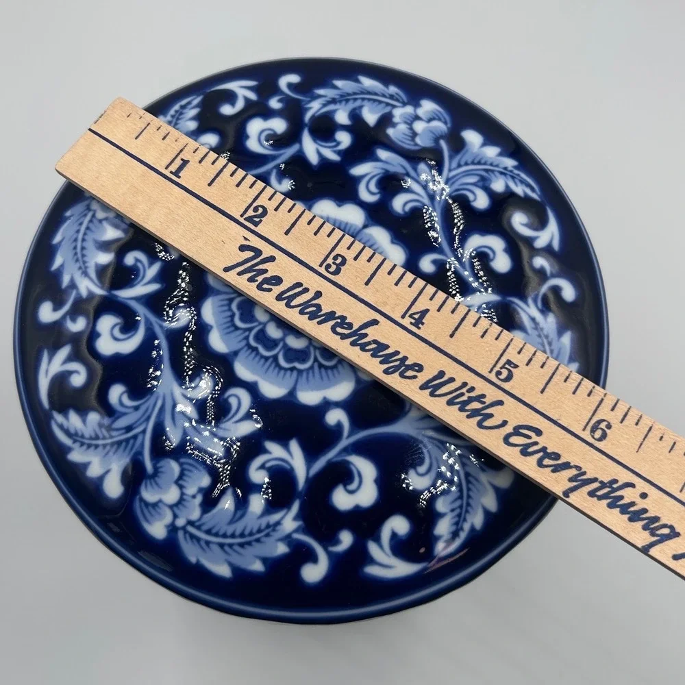Pier 1 Mandarin Blue and White Floral Porcelain Canister with Lid 9.5